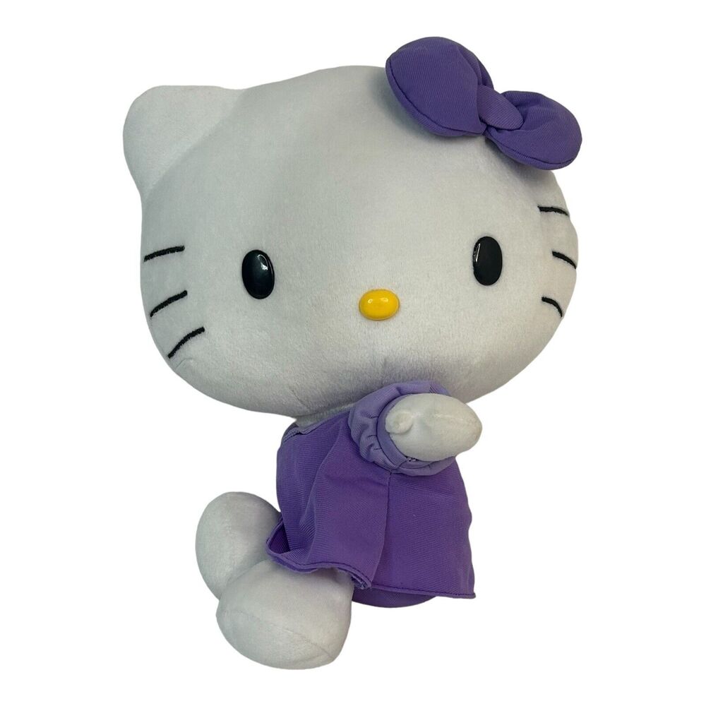 Hello Kitty Plush Purple Dress Sitting With Bow￼2011 Sanrio 11” Stuffed Animal